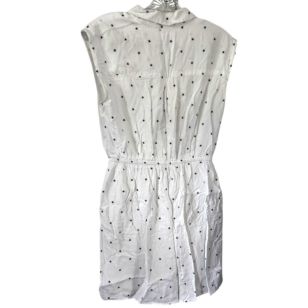 Japna White Blue Stars lined Sleeveless Button Down Shirt Dress Size Medium - Picture 3 of 7